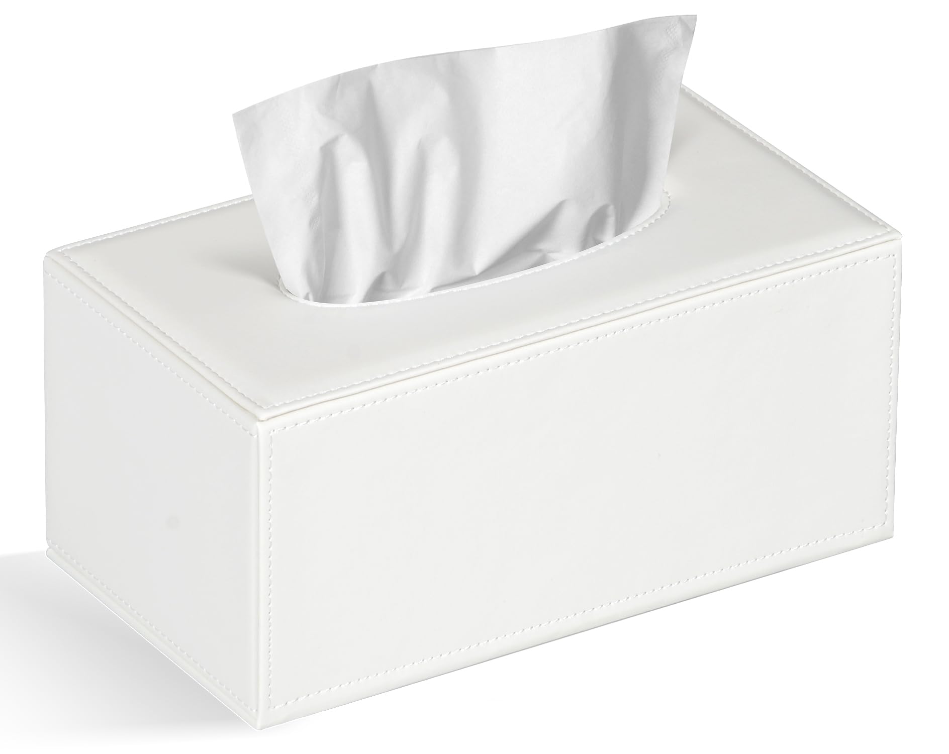 Tissue Box Cover Rectangular Tissue Box Holder for Bathroom (White)