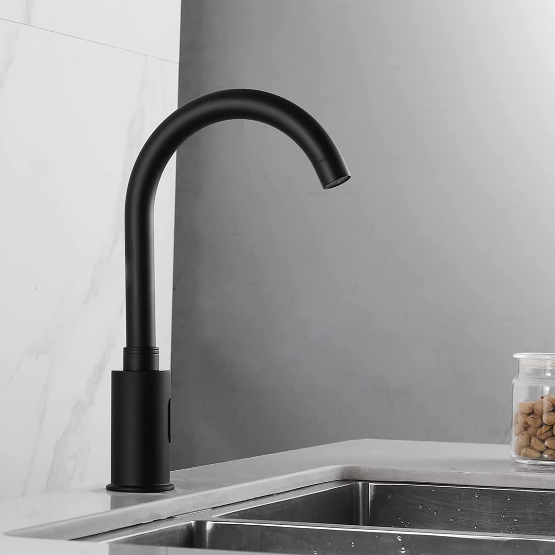 Touchless Bathroom Faucet-Tall Automatic Sensor Sink Faucet with Deck Plate