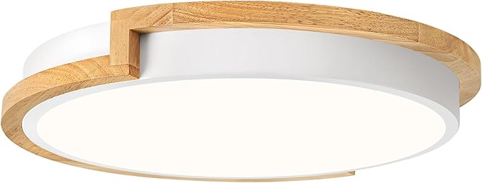 Dimmable Wood LED Flush Mount Ceiling Lights