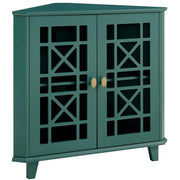 Buffets and Sideboards,Corner Accent Cabinet with 1-Adjustable Shelf in Dark Teal