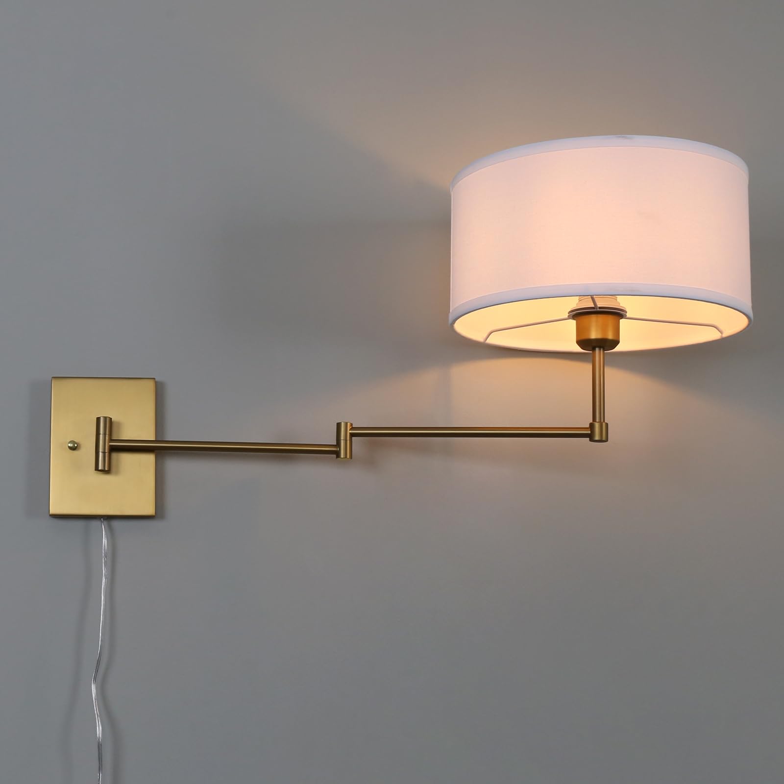 Sconce Swing Arm Wall Lamp with Double Metal Arm and Huge Circle