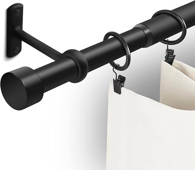 1 Inch Curtain Rods for Windows, 32 to 144 Black Rustic Rod Set