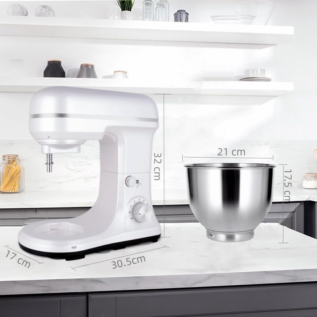 Stand Mixer 5-QT, 6+P Speed Tilt-Head Food Mixer 300W Dough Mixer