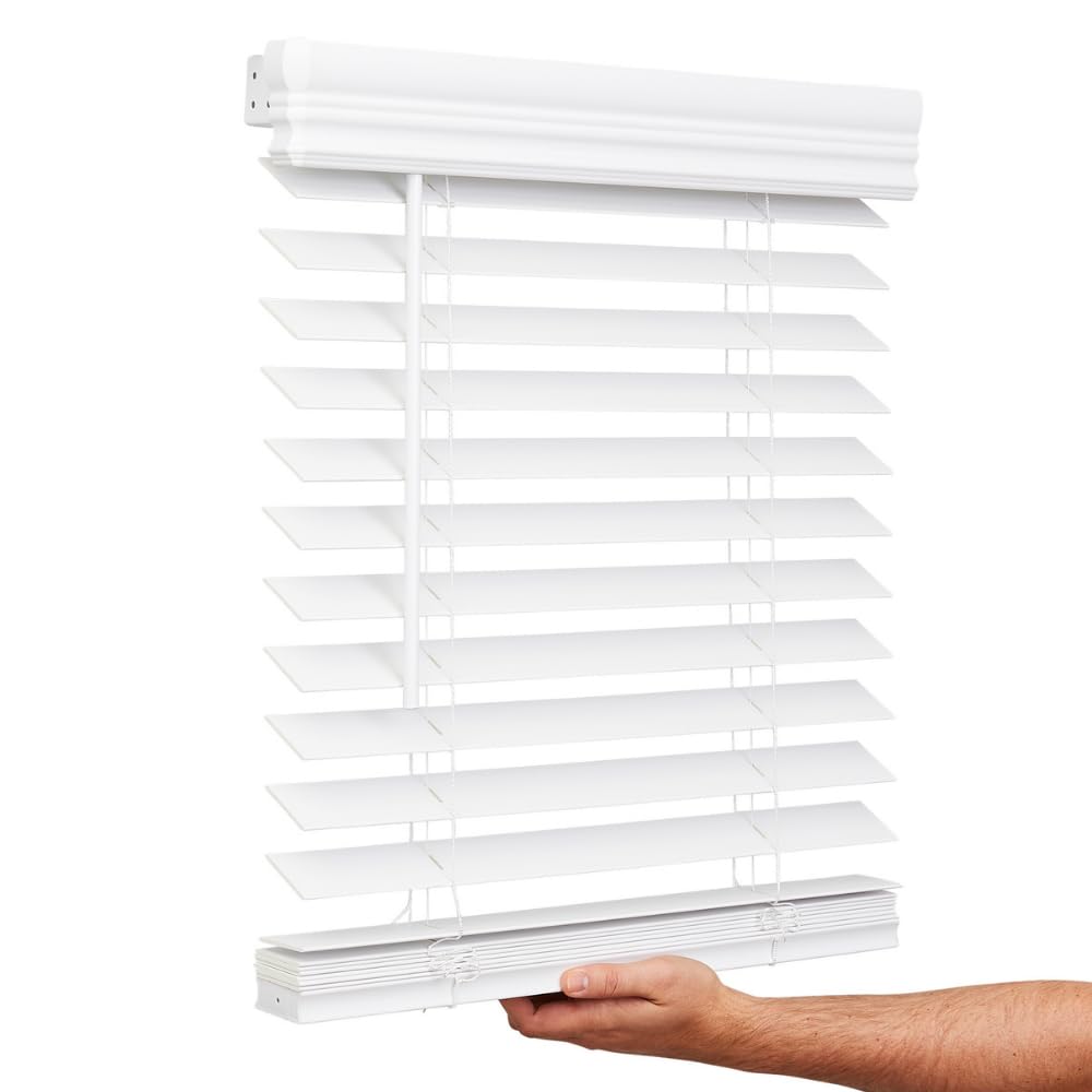 Cordless, 2 Inch Faux Wood Blind, 34" Wide x 60" Long, Window Blinds, Blinds & Shades