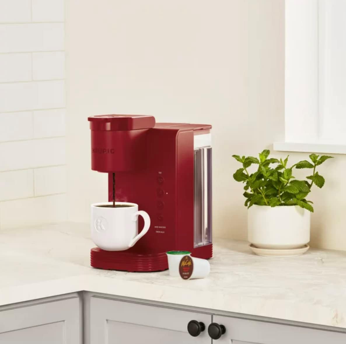 K-Express Essentials Single Serve K-Cup Pod Coffee Maker, Red, Regular