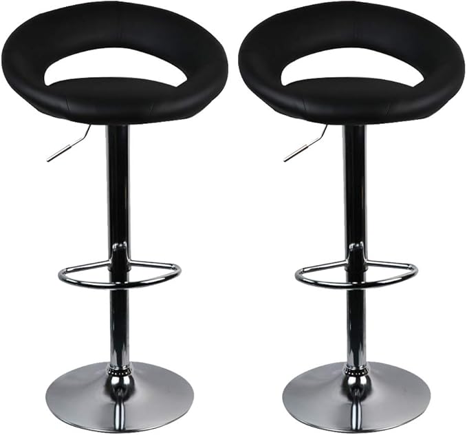 Bar Stools, Set of 2 Faux Leather Counter Height Bar Stools Adjustable Swivel