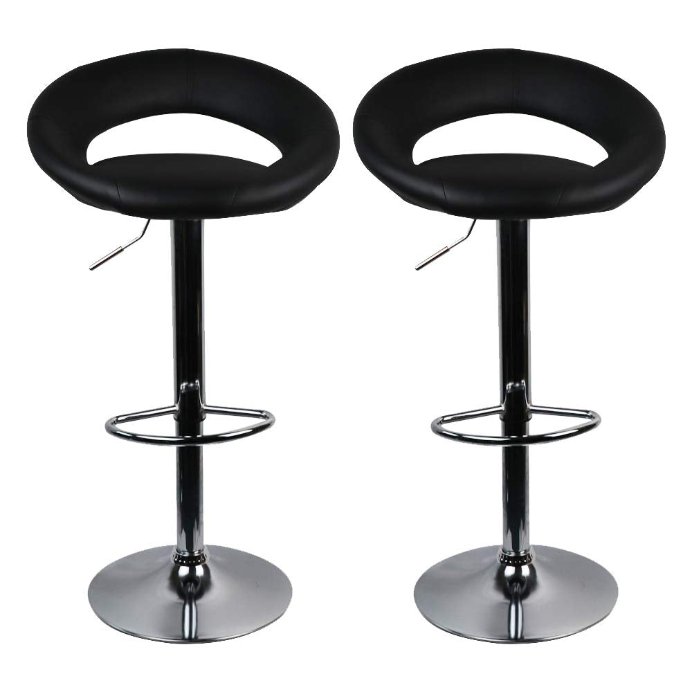 Bar Stools, Set of 2 Faux Leather Counter Height Bar Stools Adjustable Swivel