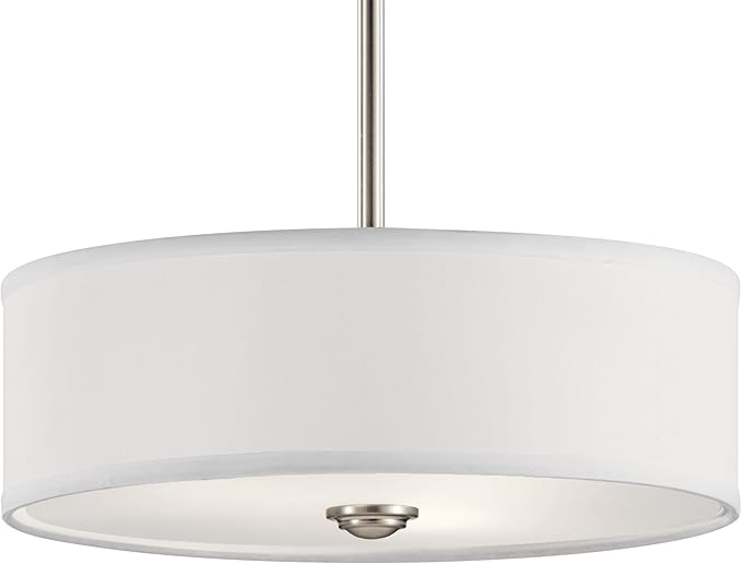 3 Light Round Semi Flush with Satin Etched White Diffuser and White Microfiber