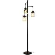 Farmhouse Rustic Lamp with 3 Glass Shades, Tall Standing Lamps