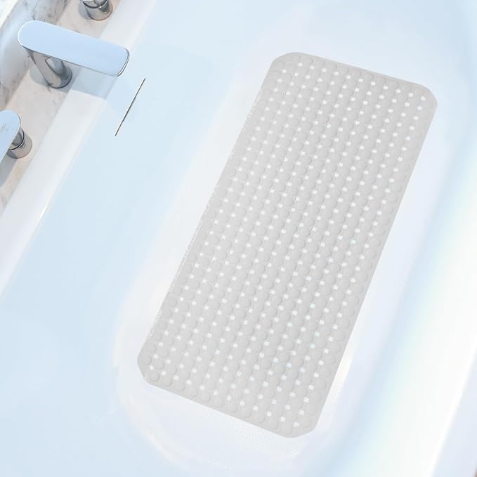 Non Slip Shower Mat, 36 x17” TPR Rubber Bath Mats for Tub with 198+ Suction Cups