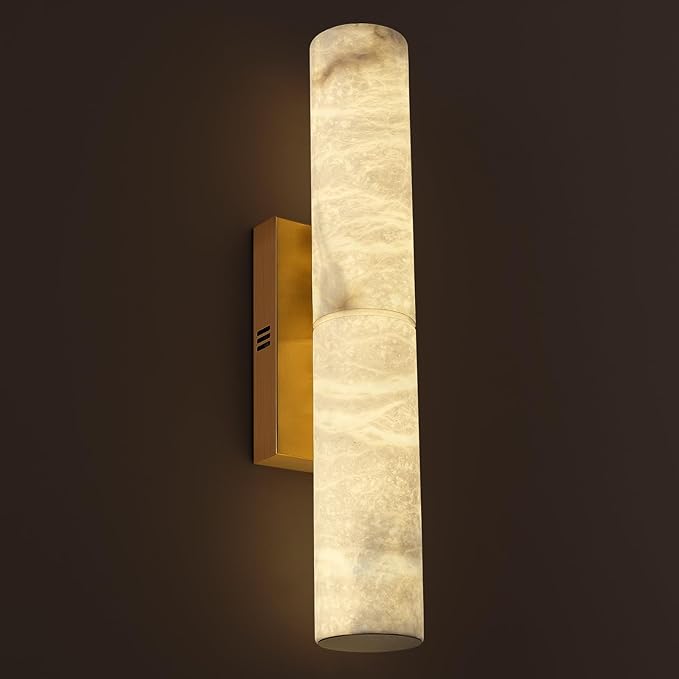 Brass Alabaster Wall Sconces, 20" Natural Marble Wall Sconce