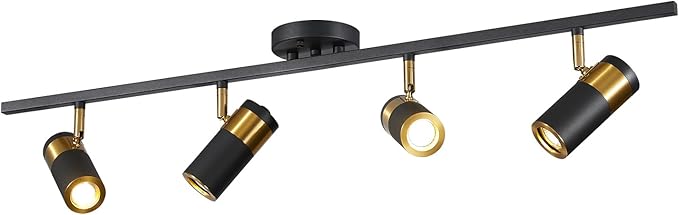 Black 5 Lights Spot Fixture Matte Black LED Track Lighting Fixtures Modern Flush Mount