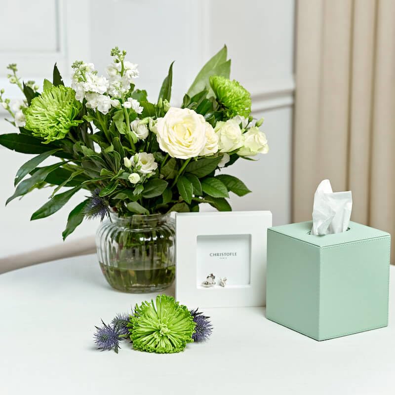 Faux Leather Tissue Box Cover | Light Green