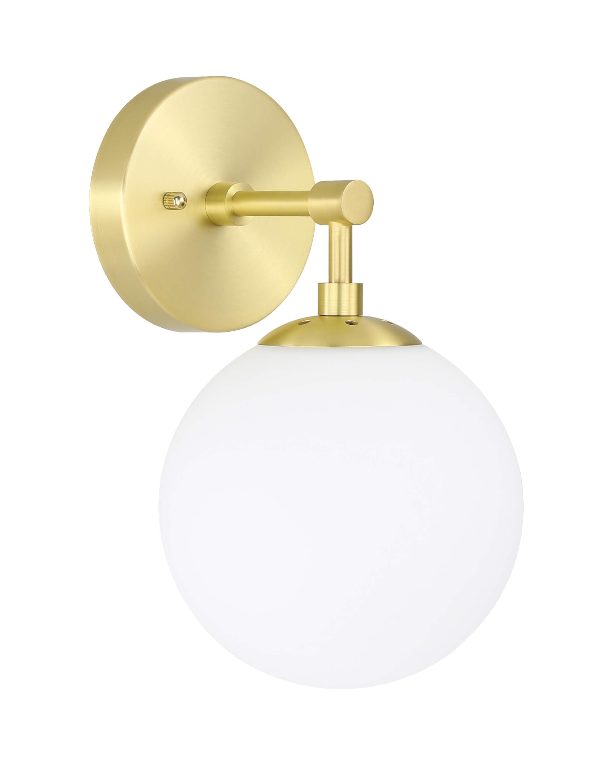 Wall Light 1 Light Vintage Wall Sconce with White Globe Glass in Satin Brass