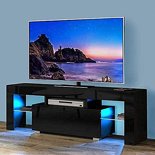 LED TV Stand with 16 Colors RGB LED Lights,Modern Media Storage Console