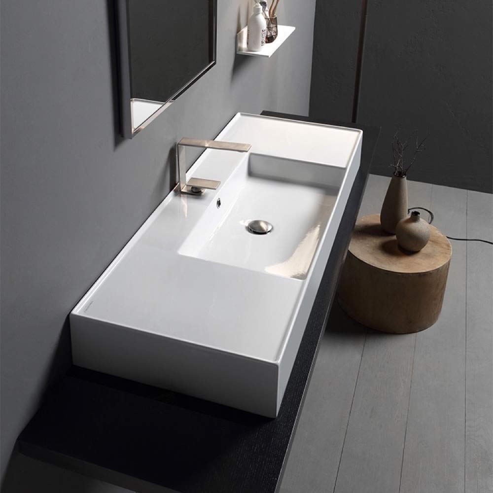 5125-Three Bathroom Sink, Three Hole, White