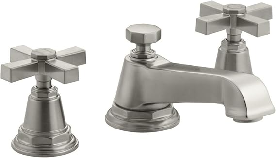 K-13132-3A-SN Pinstripe 2 Handle Widespread Bathroom Faucet Polshd Nickel