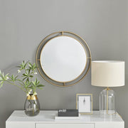 24in Round Bathroom Vanity Mirror Wall Decorative Mirror with Circle Ring Metal Frame(Gold)