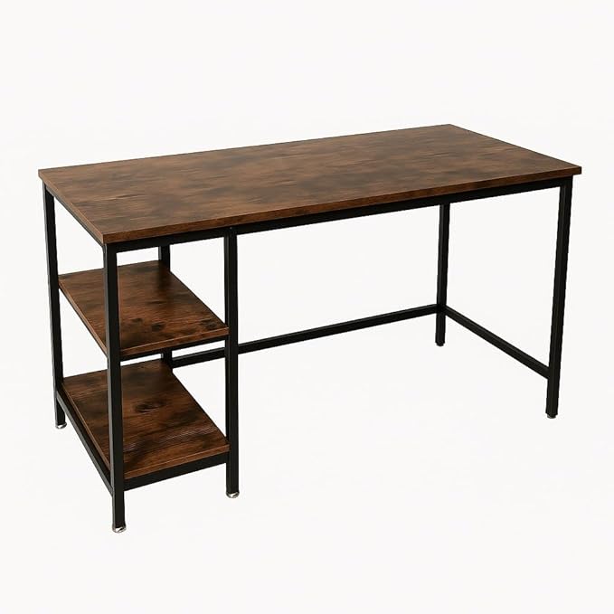 Modern & Industrial Computer Desk, Home Office Desk with Storage Shelves