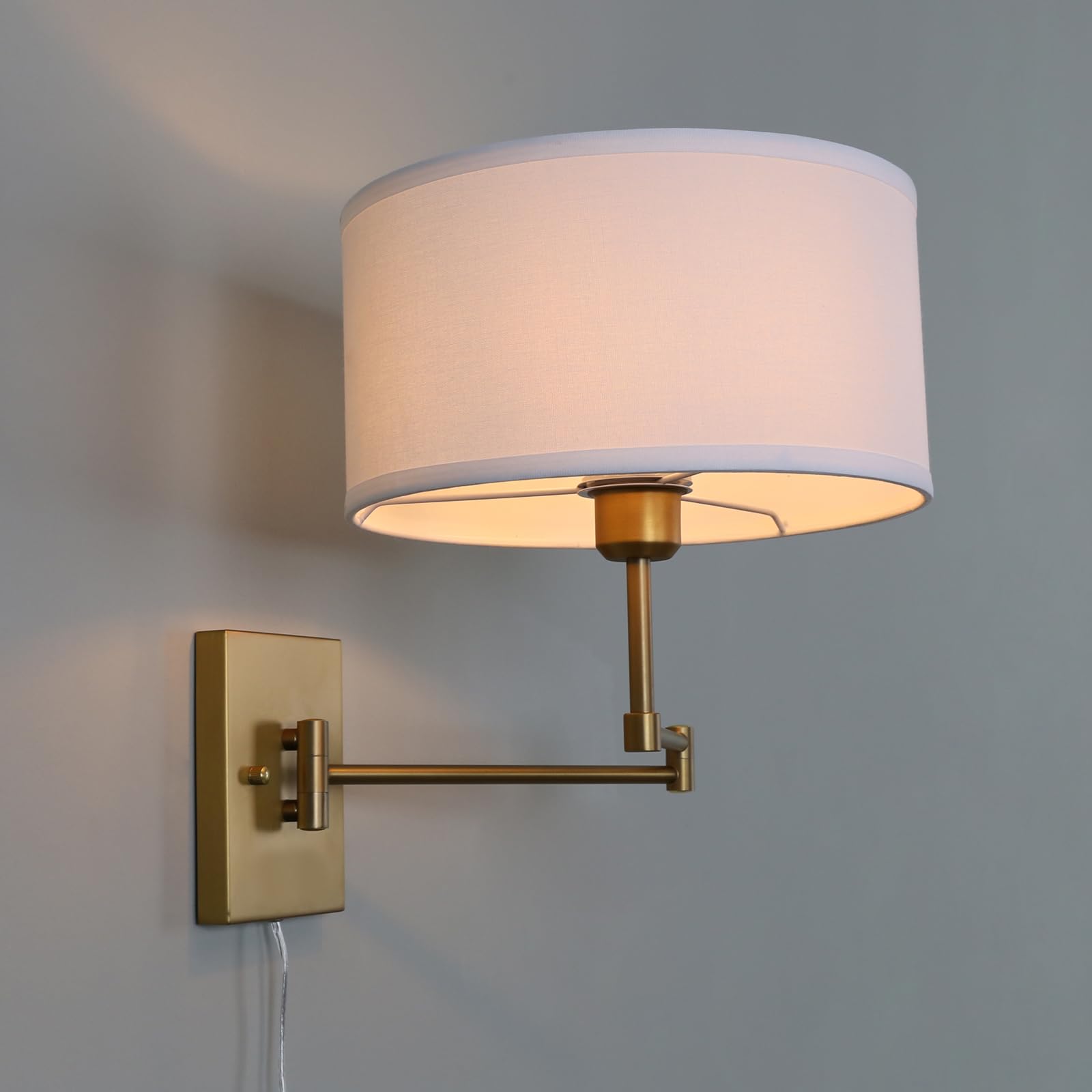 Sconce Swing Arm Wall Lamp with Double Metal Arm and Huge Circle