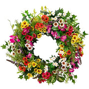 28in Meadow Outdoor Floral Artificial Wreath