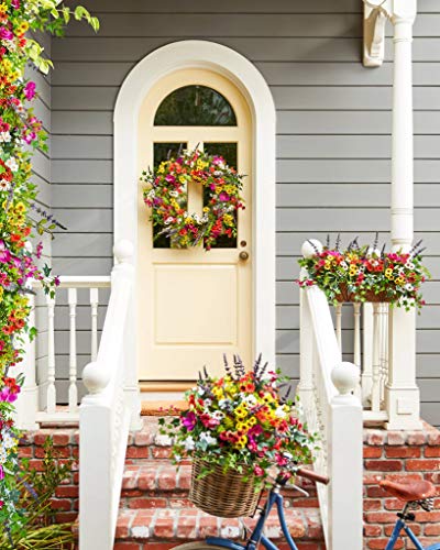28in Meadow Outdoor Floral Artificial Wreath