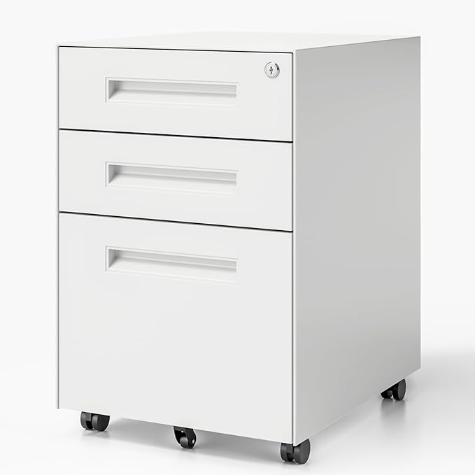 File Cabinet, Mobile File Cabinet with Lock on Wheels,