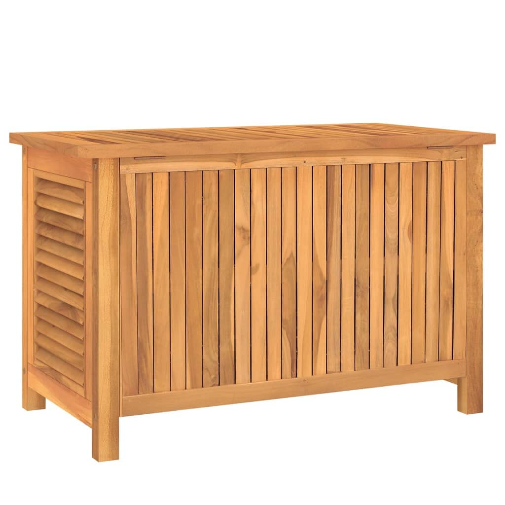 Outdoor Patio Storage Box - Solid Teak Wood Construction - Louvre Design