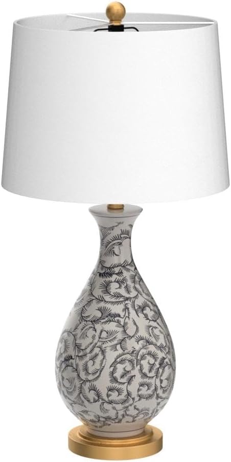 Collection Avi Scroll Blue/ White 28-inch Bedroom Living Room Home Office