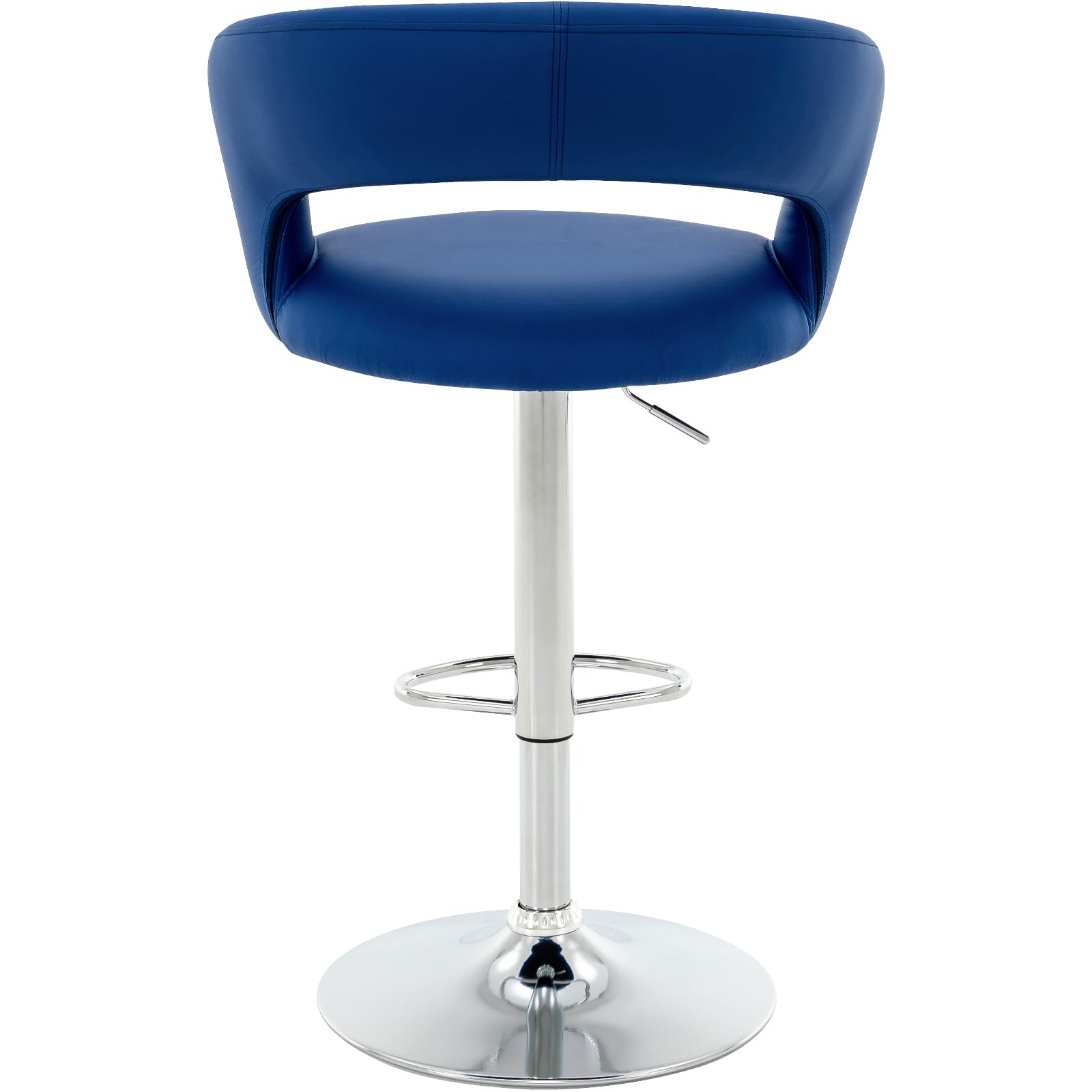 Stool, Modern PU Leather Swivel Adjustable Barstool with Hollow Back and Arms