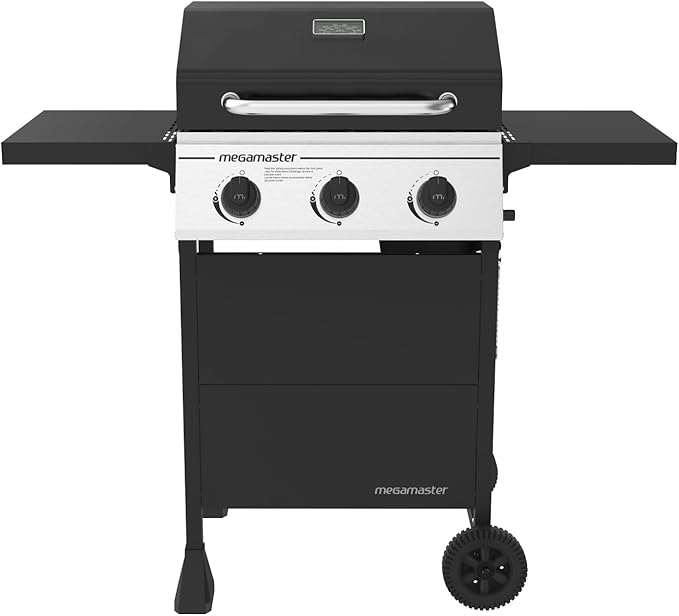 3-Burner Propane Gas Grill with Folding Side Tables, 30,000BTUs