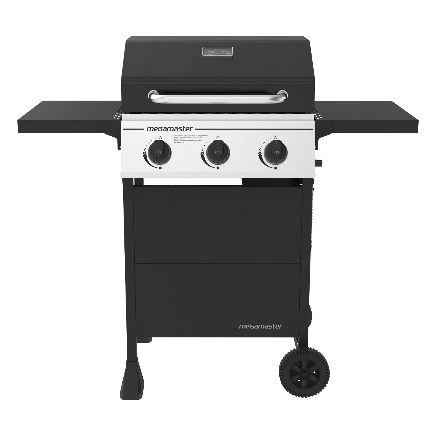 3-Burner Propane Gas Grill with Folding Side Tables, 30,000BTUs