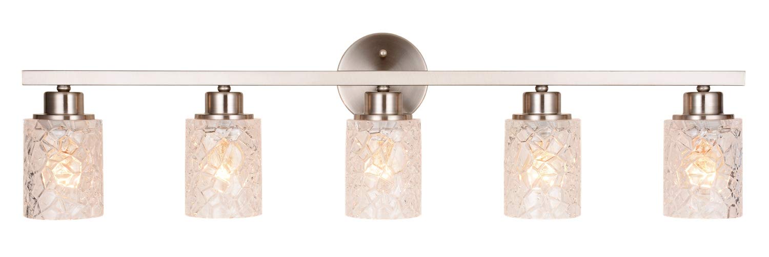 37" Vanity Lights, 5 Light Wall Sconce Lighting, Brushed Nickel Bathroom Lights Over Mirror
