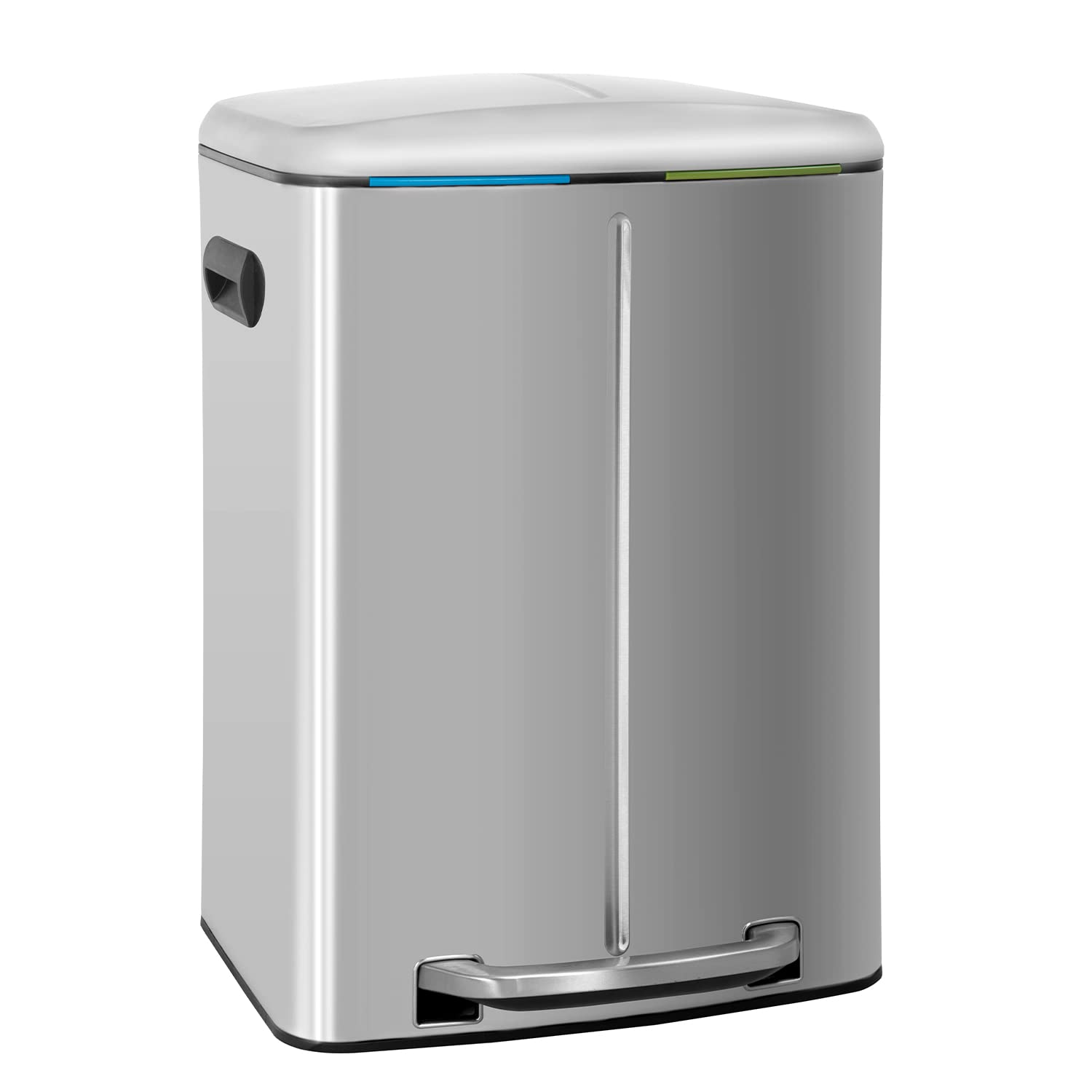 Kitchen Trash Can with Lid for Office Bedroom Bathroom Step Trash Bin Fingerprint-Proof Brushed Stainless Steel Trash Can 10 Gallon/ 40L