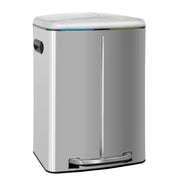 Kitchen Trash Can with Lid for Office Bedroom Bathroom Step Trash Bin Fingerprint-Proof Brushed Stainless Steel Trash Can 10 Gallon/ 40L