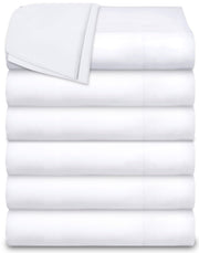 Twin Flat Sheets 6 Pack, White Cotton Flat Bed Sheet 66x104 Inches