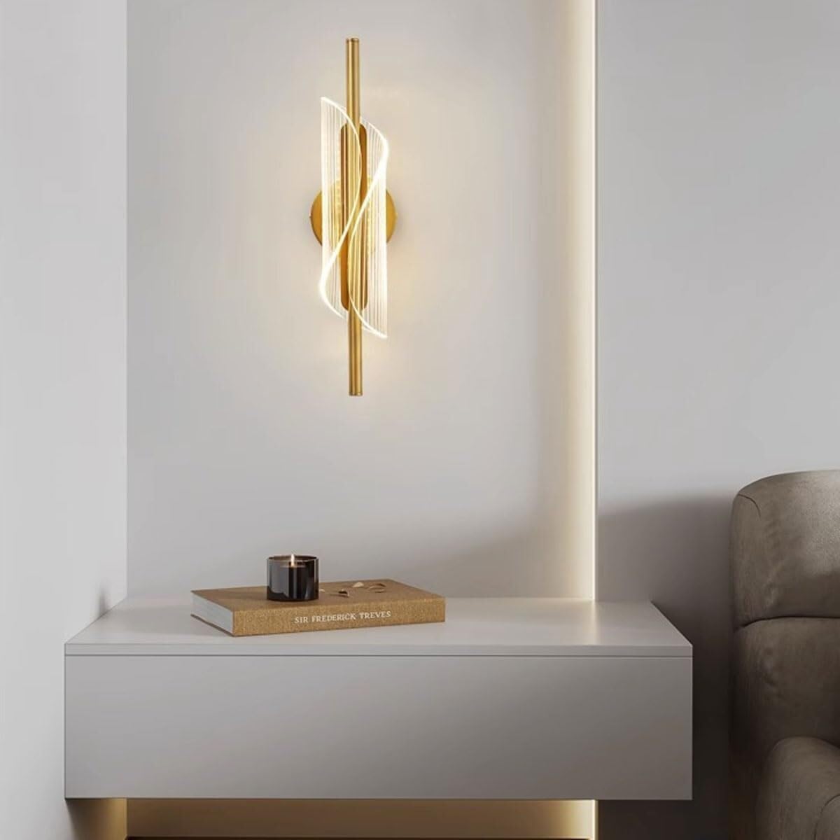 Gold Indoor Wall Sconce Bedside Wall Lamp, Interior 8W Wall Mounted Light Fixtures