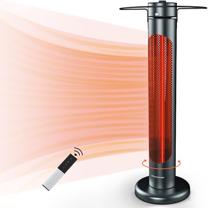 Outdoor Indoor Electric Patio Heater, 1500W 38.5" Portable Tower Infrared Heaer