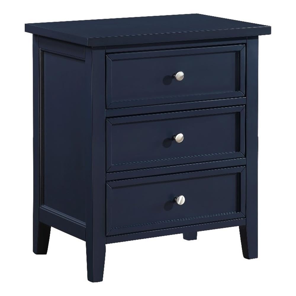Lennon 3-Drawer Midnight Blue Wood Nightstand