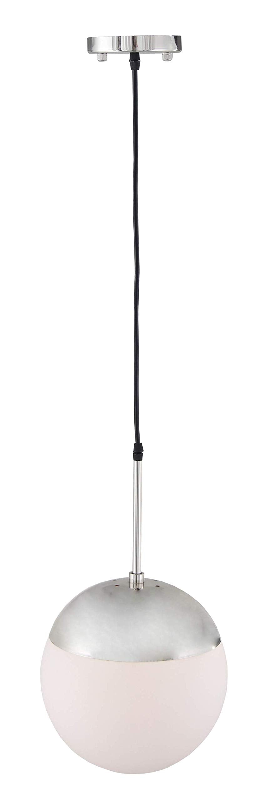 Single Globe Glass Pendant Lamp Lighting Fixture Crafted Metal Finish (Nickel)