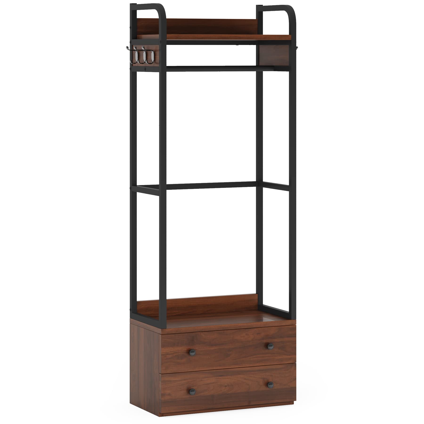 Freestanding Closet Organizer Small Clothes Rack Coat Rack with Drawers and Shelves