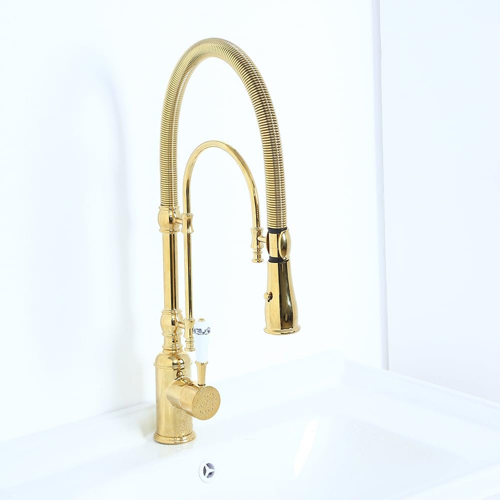 Kitchen Faucet with Pull Down Sprayer Gold Kitchen Sink Faucet Commercial High