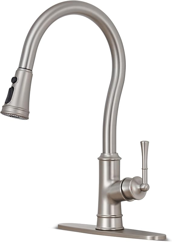 Kitchen Faucets with Pull Down Sprayer, Chrome Kitchen Sink Faucet Brass High