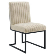 Modern Fabric Dining Chair in Beige/Matte Black