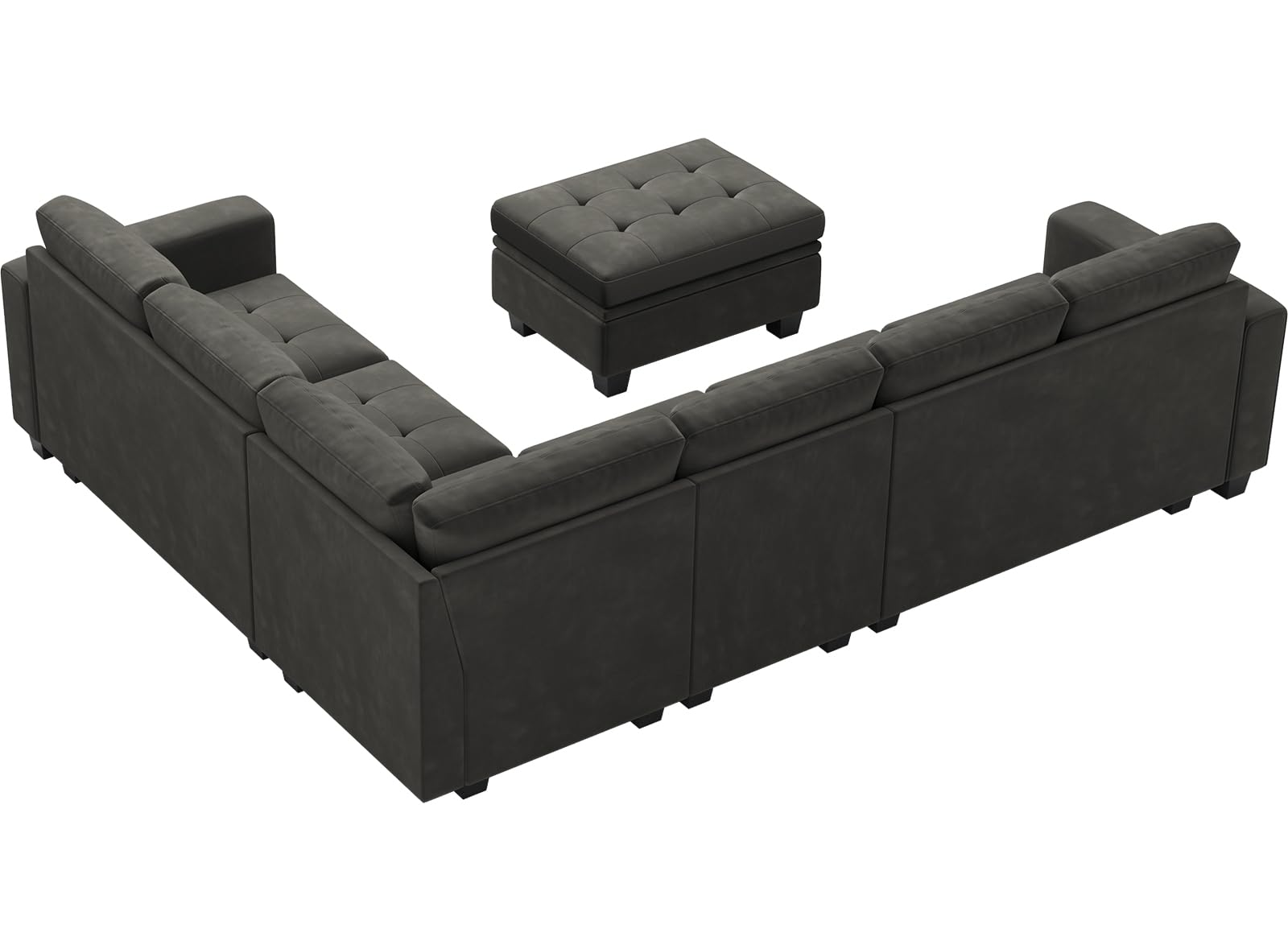 Velvet L Shaped Sofa Couch with Reversible Chaise Convertible Modular