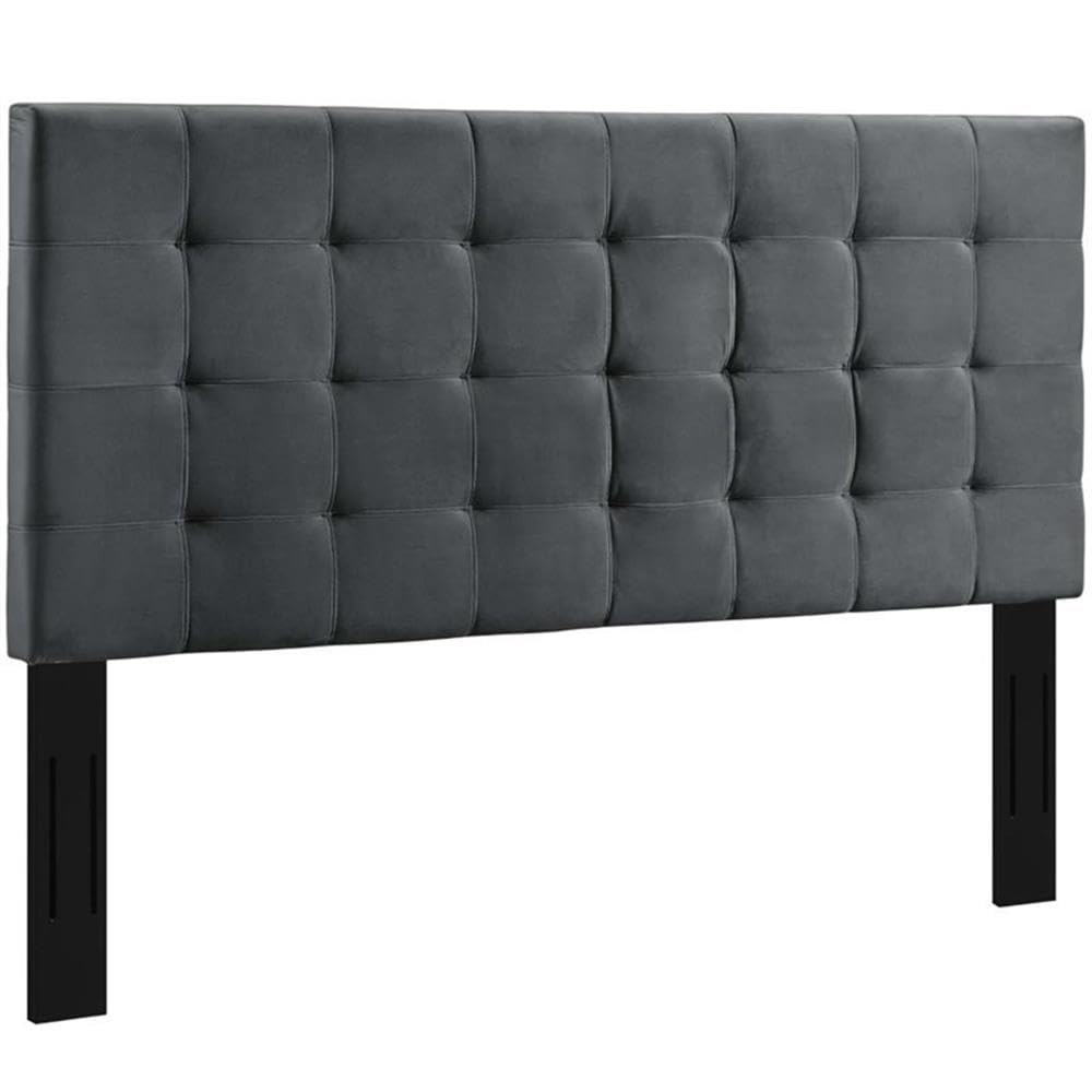 Modern Tufted Velvet Full Queen Headboard in Gray