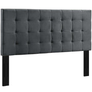 Modern Tufted Velvet Full Queen Headboard in Gray