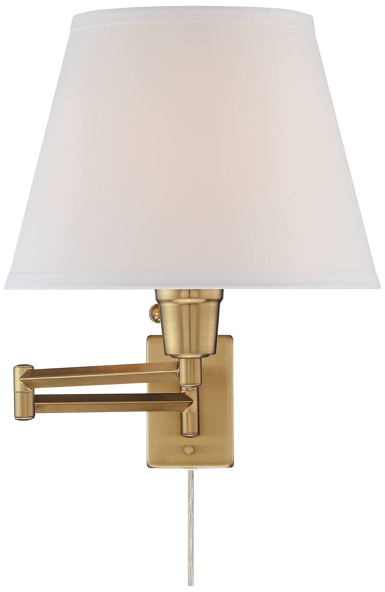t Modern Swing Arm Wall Lamps Set of 2 Warm Gold Plug-in Light Fixture White Linen