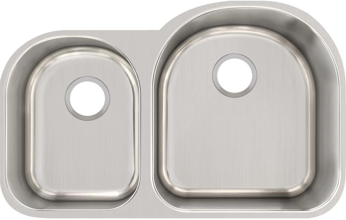 Lustertone ELUH311910L Offset 40/60 Double Bowl Undermount Stainless Steel Kitchen