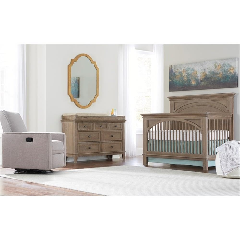 Traditional Wood Convertible Crib in Sandwash Gray